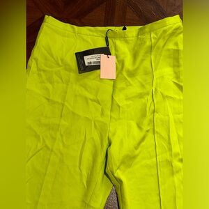 Lime green Woven Pocket Detail Pin Tuck Straight Leg Pants